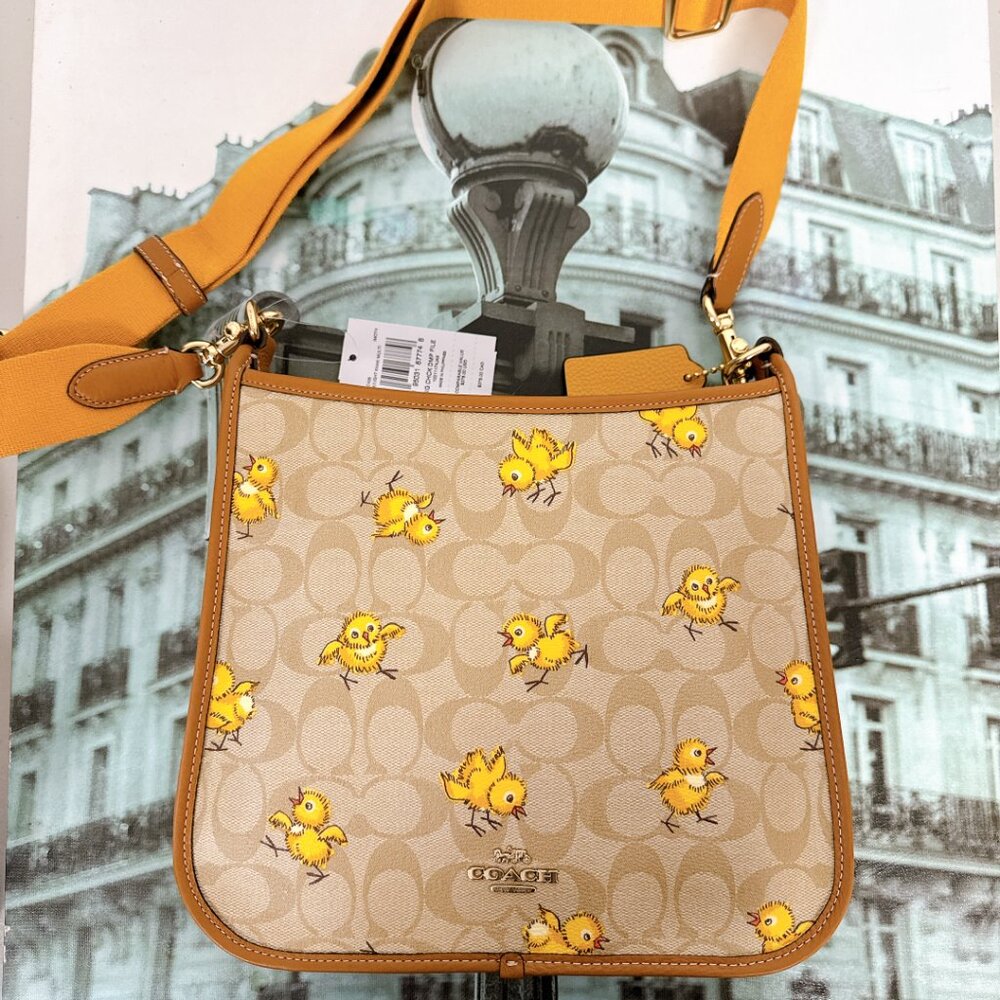 Coach CC428 Dempsey File Bag In Signature Canvas With Tossed Chick Print - Picture 6 of 7